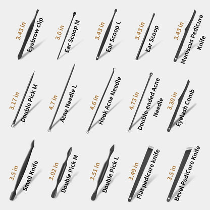 Kit De Manicura Profesional 26 Piezas Acero Inoxidable Negro