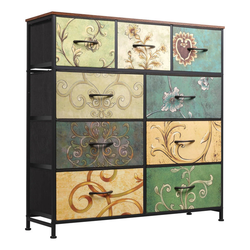 Cajonera De Tela 9 Cajones Organización Dormitorio Pasillo Pintado Floral