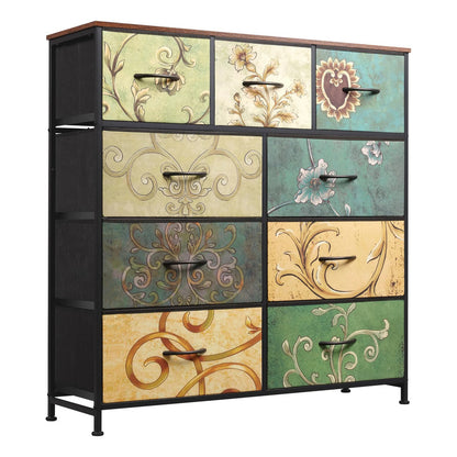 Cajonera De Tela 9 Cajones Organización Dormitorio Pasillo Pintado Floral