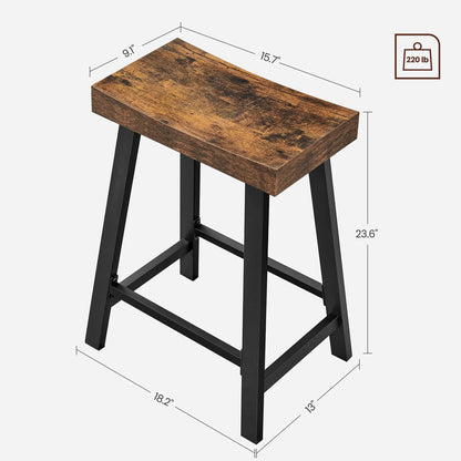Juego De 2 Taburetes De Bar Industriales Altura 60 Cm Marrón Marrón Rústico