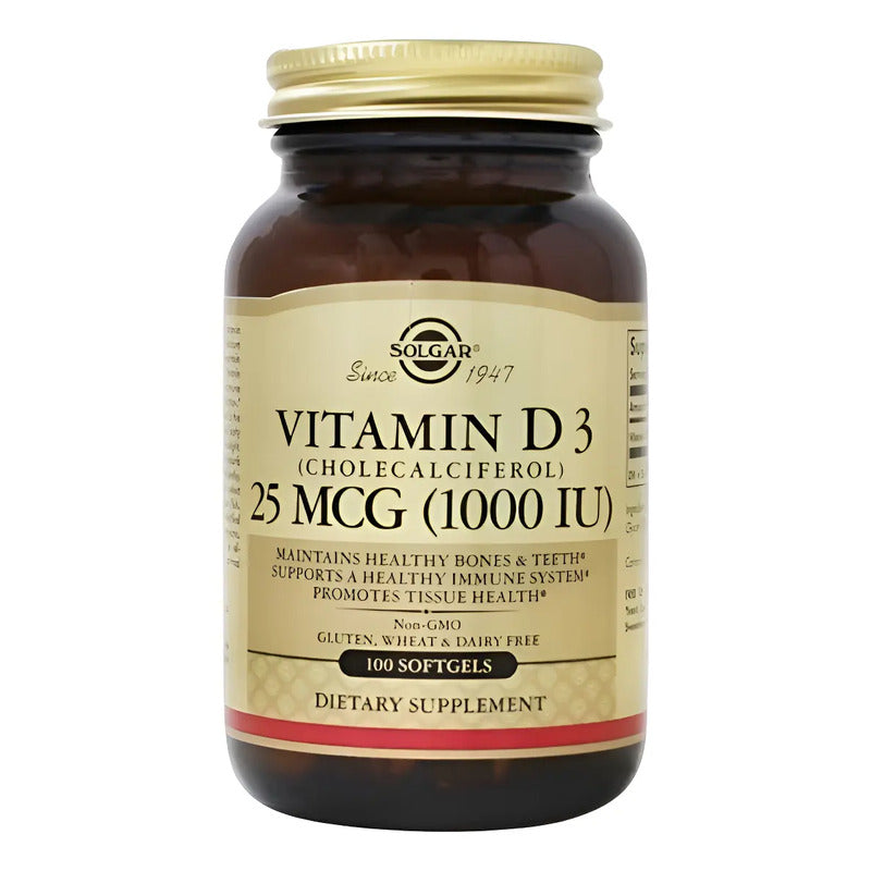 Vitamina D3 Cholecalciferol 25 Mcg 1000 Iu 100 Softgels Sin Sabor