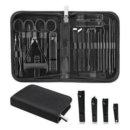 Kit De Manicura Profesional 26 Piezas Acero Inoxidable Negro