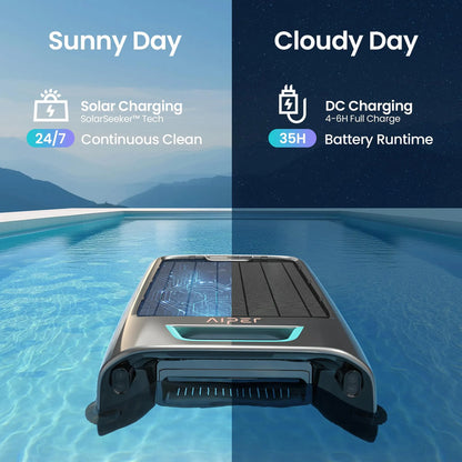 Robot Limpieza Piscina Solar 24/7 Control App Evita Obstácul Gris 10,8 Voltios