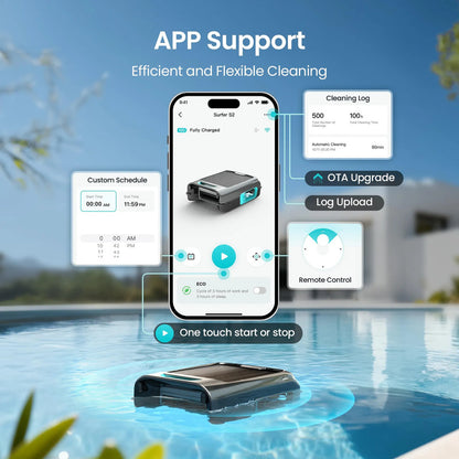 Robot Limpieza Piscina Solar 24/7 Control App Evita Obstácul Gris 10,8 Voltios