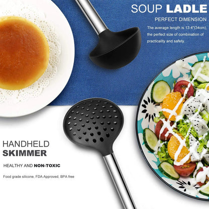 Juego De Utensilios De Cocina De Silicona 33 Piezas Antiadhe Negro