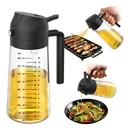 Pulverizador De Aceite De Oliva De Vidrio 470ml Con Tapa Aba Negro