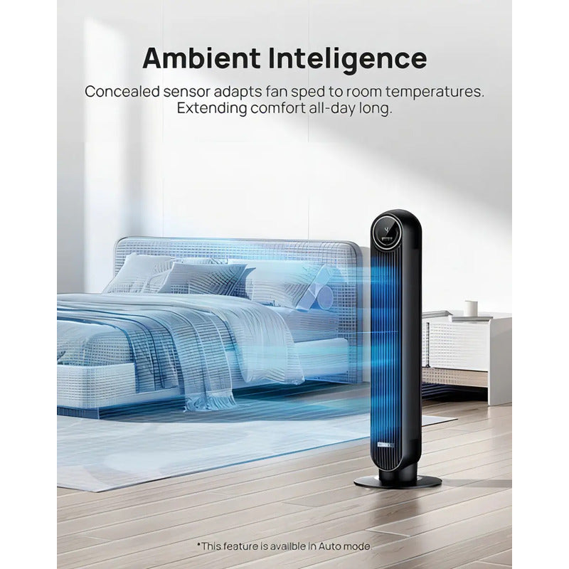 Ventilador De Torre Dreo Silencioso Con 4 Velocidades Y Control Remoto 30 Cm 60 Hz Negro