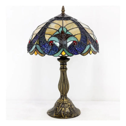 Werfactory Tiffany - Lámpara De Mesa De Noche De Vidrio Te.