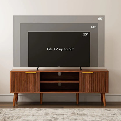 Soporte De Tv Moderno Para Sala Con Estantes Y Cajones 65 Pu Nogal