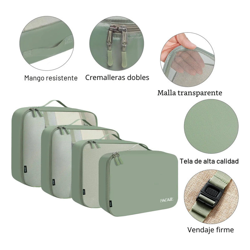 Juego De 8 Cubos Organizadores De Equipaje Verde Matcha Matcha Green