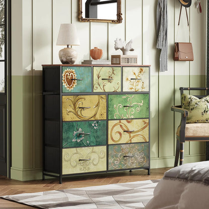 Cajonera De Tela 9 Cajones Organización Dormitorio Pasillo Pintado Floral