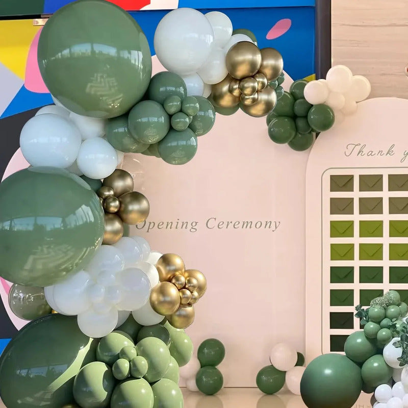 Kit Arco De Globos Verde Blanco Oro 146 Piezas Decoración Fi