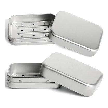 2 Recipientes De Aluminio Para Jabón De Viaje Con Tapa, Ja. Plateado