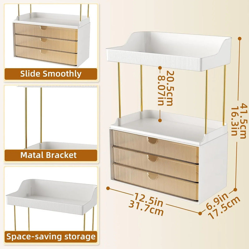 Organizador De Maquillaje 3 Cajones 5 Niveles Para Baño Ámbar