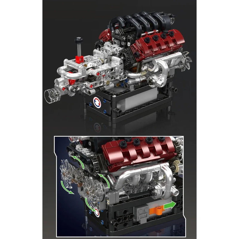 Motor V8 Mould King 10227 787 Piezas Ensamblaje