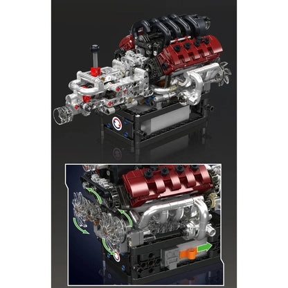 Motor V8 Mould King 10227 787 Piezas Ensamblaje