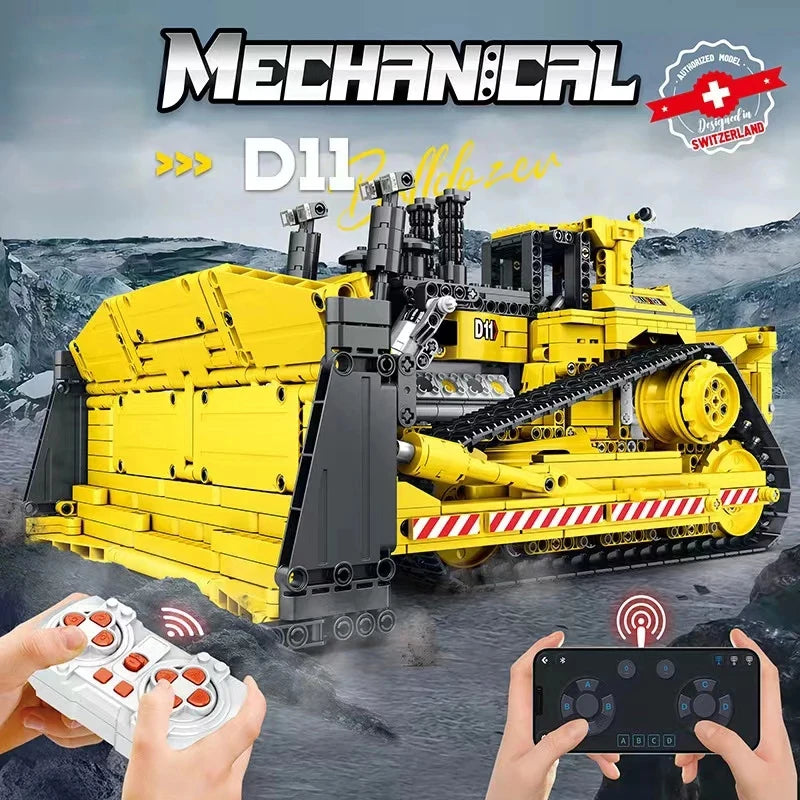 Reobrix 22001 - Camión Grúa Bulldozer D11 de Ingeniería Mecánica RC (1988 Piezas) - detalle 1