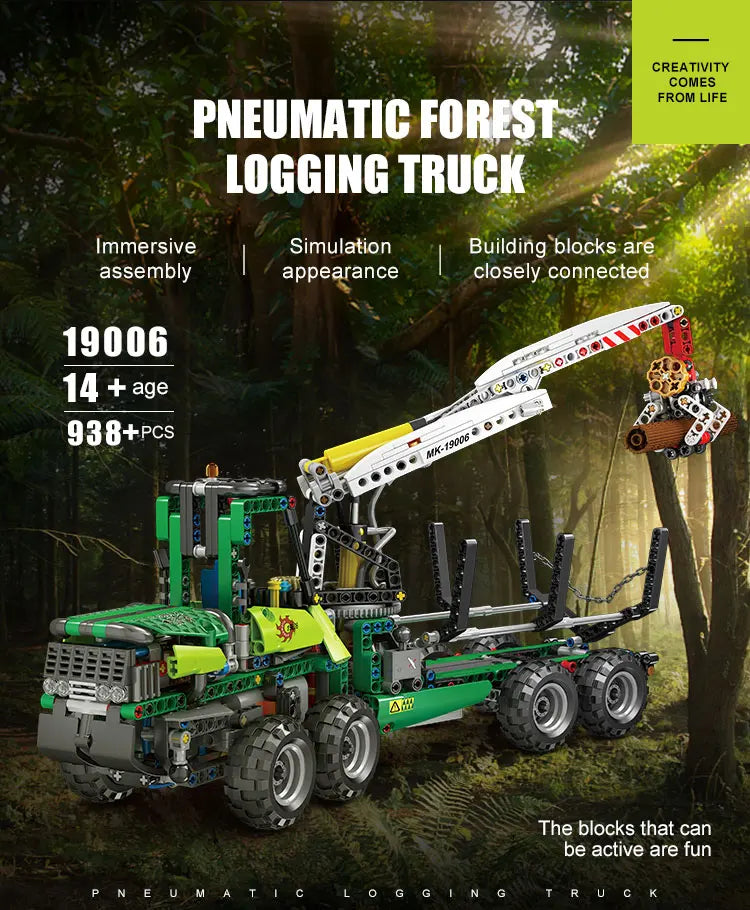 Mould King 19006 - Máquina Forestal Neumática con Control por Aplicación (938 Piezas)