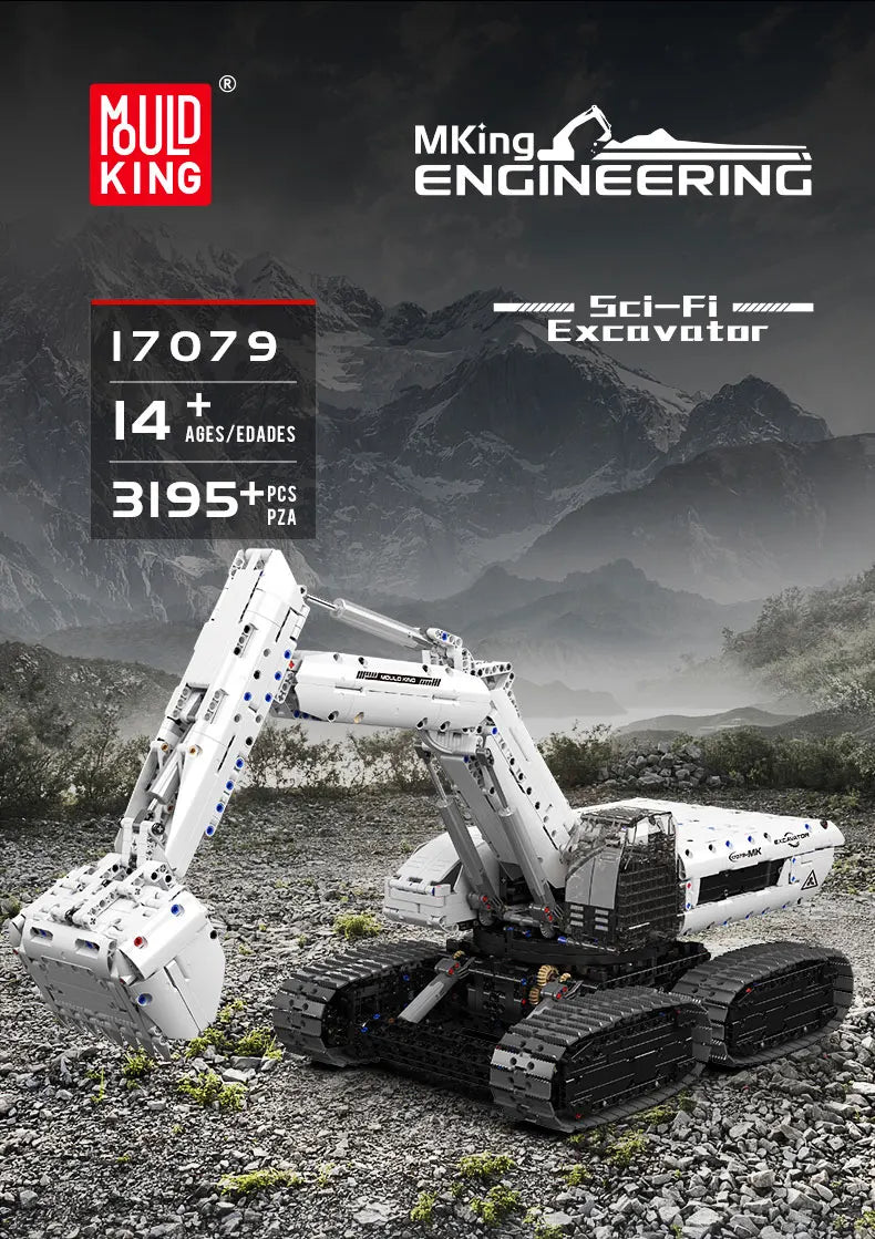 Mould King 17079 - Excavadora de Ingeniería Motorizada Escala 1:8 (3195 Piezas)