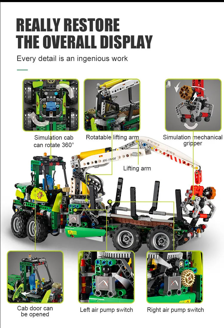 Mould King 19006 - Máquina Forestal Neumática con Control por Aplicación (938 Piezas)