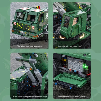 Detalle Mould King 20009 - Grúa Neumática de Recuperación Blindada RC (5539 Piezas)