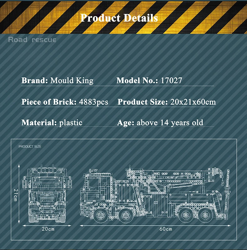 Detalle Mould King 17027 / 17028 - Vehículo de Bomberos Electrónico RC (4883 Piezas)