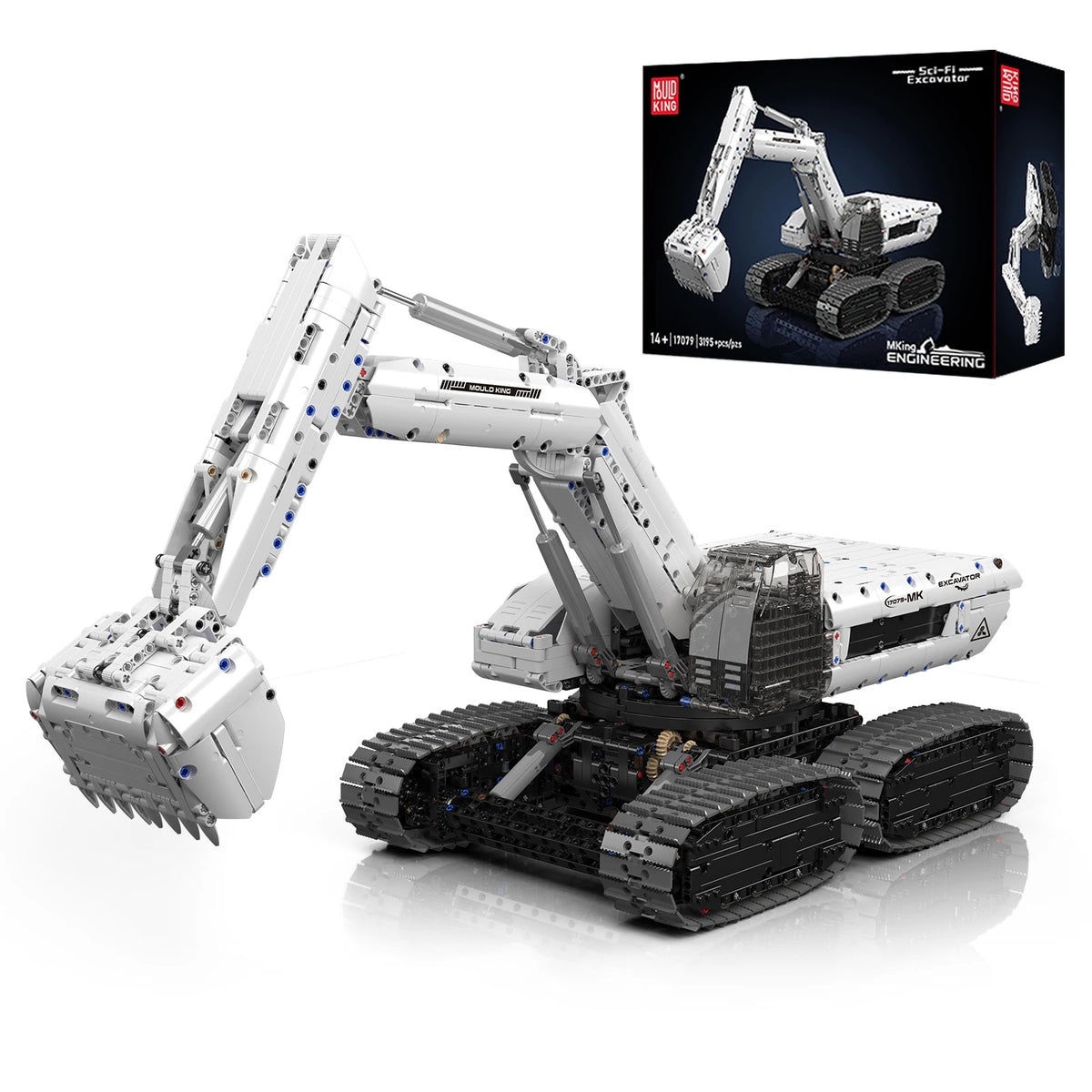 Mould King 17079 - Excavadora de Ingeniería Motorizada Escala 1:8 (3195 Piezas)