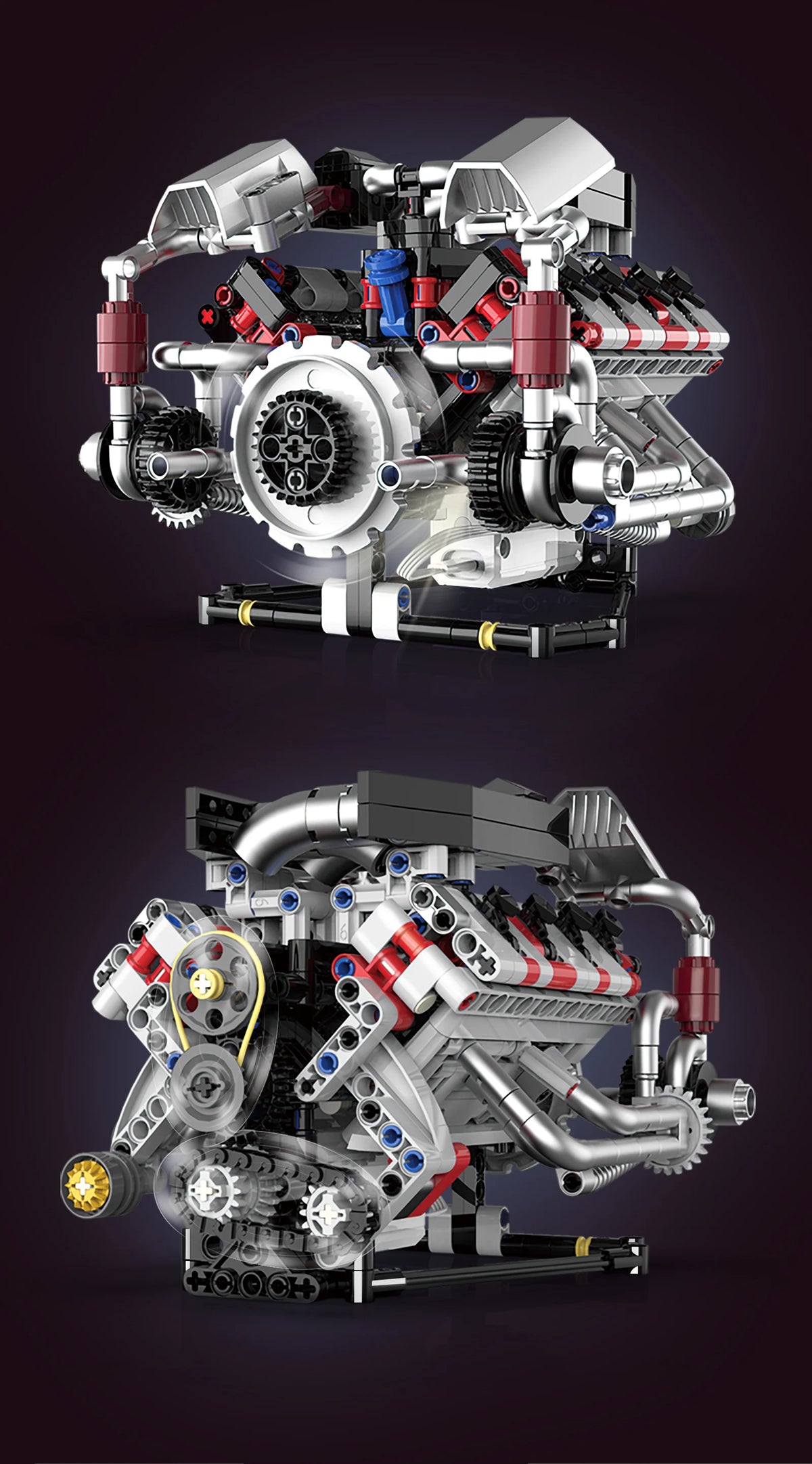 Kaiyu 96207 - Motor A Escala Supercoche F40LM V8 MOC con Control por App y - detalle 8