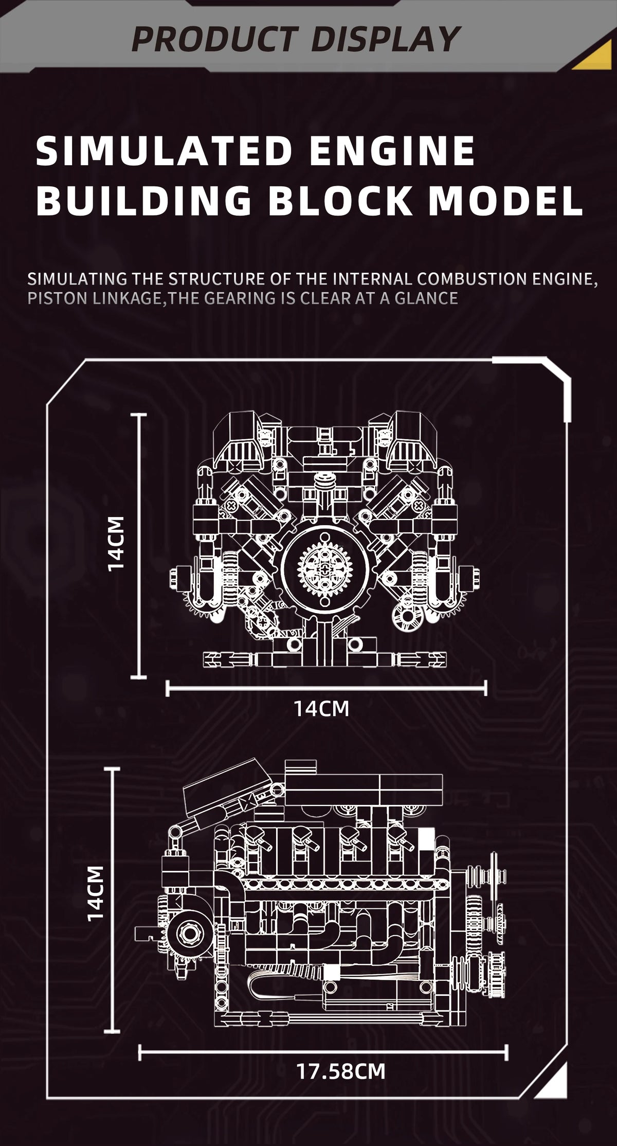 Kaiyu 96207 - Motor A Escala Supercoche F40LM V8 MOC con Control por App y - detalle 7