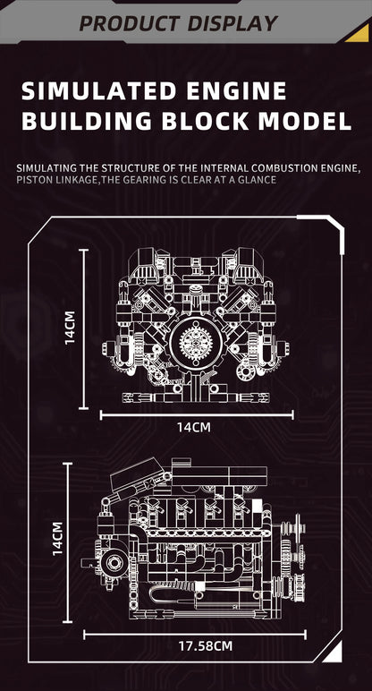 Kaiyu 96207 - Motor A Escala Supercoche F40LM V8 MOC con Control por App y - detalle 7