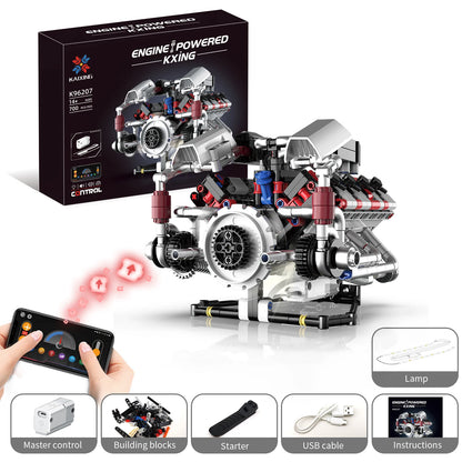 Kaiyu 96207 - Motor A Escala Supercoche F40LM V8 MOC con Control por App y - detalle 15
