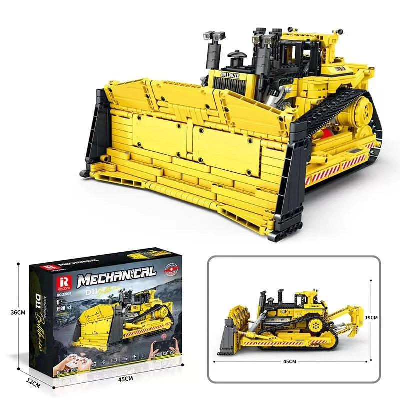 Reobrix 22001 - Camión Grúa Bulldozer D11 de Ingeniería Mecánica RC (1988 Piezas) - detalle 4