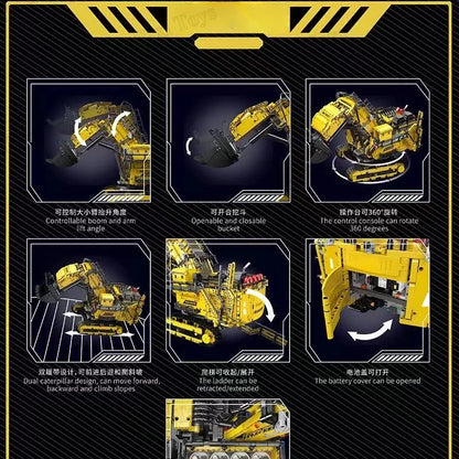 Detalle Mould King 17070 - Gran Excavadora Amarilla Pesada (4767 Piezas)