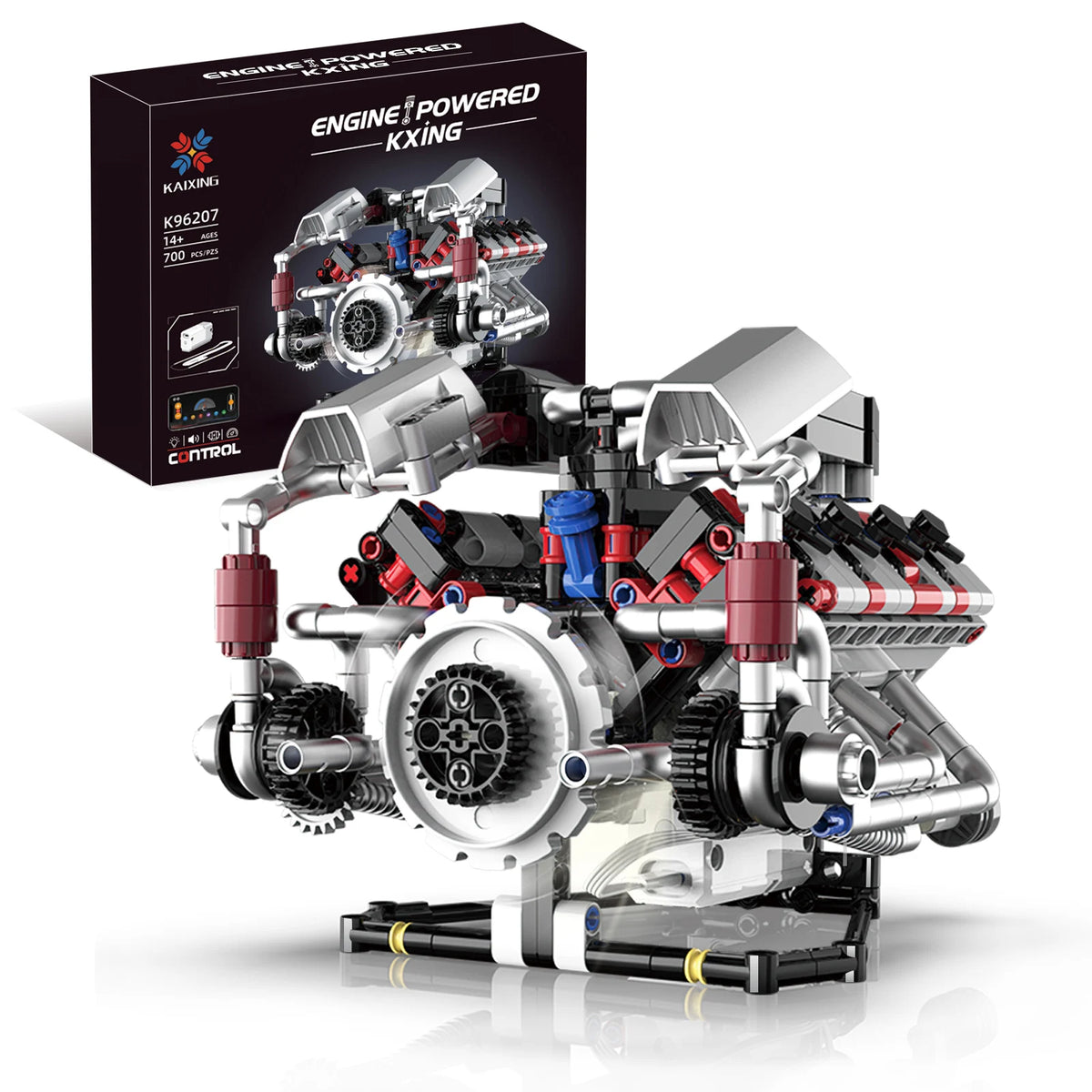 Kaiyu 96207 - Motor A Escala Supercoche F40LM V8 MOC con Control por App y