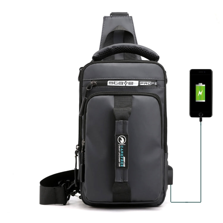 HaoShuai 1100-1 Men Chest Bag Multifuncional Single / Double Shoulder Backpack con puerto de carga USB externo, 1100-1 Khaki, 1100-1 Dark Blue, 1100-1 Black, 1100-1 Gray, 1100-1 Army Green