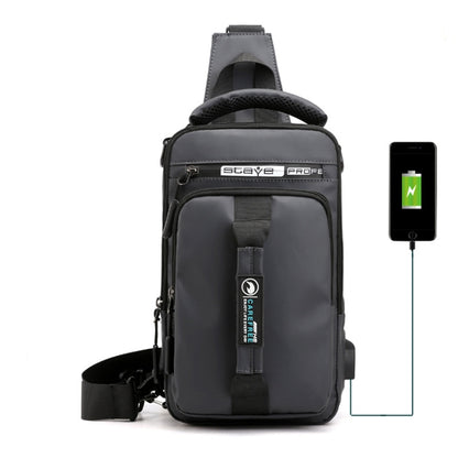 HaoShuai 1100-1 Men Chest Bag Multifuncional Single / Double Shoulder Backpack con puerto de carga USB externo, 1100-1 Khaki, 1100-1 Dark Blue, 1100-1 Black, 1100-1 Gray, 1100-1 Army Green
