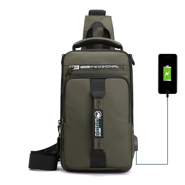HaoShuai 1100-1 Men Chest Bag Multifuncional Single / Double Shoulder Backpack con puerto de carga USB externo, 1100-1 Khaki, 1100-1 Dark Blue, 1100-1 Black, 1100-1 Gray, 1100-1 Army Green