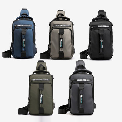 HaoShuai 1100-1 Men Chest Bag Multifuncional Single / Double Shoulder Backpack con puerto de carga USB externo, 1100-1 Khaki, 1100-1 Dark Blue, 1100-1 Black, 1100-1 Gray, 1100-1 Army Green