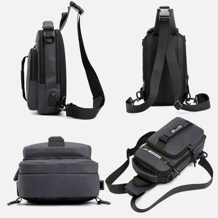 HaoShuai 1100-1 Men Chest Bag Multifuncional Single / Double Shoulder Backpack con puerto de carga USB externo, 1100-1 Khaki, 1100-1 Dark Blue, 1100-1 Black, 1100-1 Gray, 1100-1 Army Green