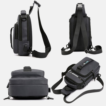 HaoShuai 1100-1 Men Chest Bag Multifuncional Single / Double Shoulder Backpack con puerto de carga USB externo, 1100-1 Khaki, 1100-1 Dark Blue, 1100-1 Black, 1100-1 Gray, 1100-1 Army Green
