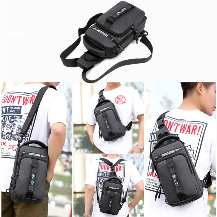 HaoShuai 1100-1 Men Chest Bag Multifuncional Single / Double Shoulder Backpack con puerto de carga USB externo, 1100-1 Khaki, 1100-1 Dark Blue, 1100-1 Black, 1100-1 Gray, 1100-1 Army Green