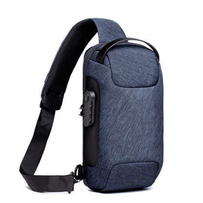 WEIXIER 9530 Bolso de pecho de tela Oxford para hombre Bolso bandolera antirrobo Mochila deportiva, Blue