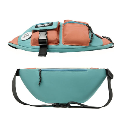 Bolso bandolera de lona con un solo hombro, bolso deportivo ligero para el pecho, Black, Black+Lanyard, Orange, Orange+Lanyard, Blue, Blue+Lanyard, Green, Green+Lanyard