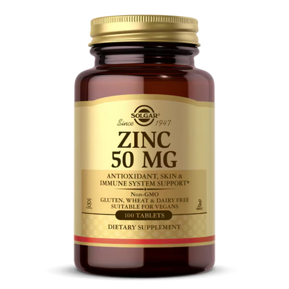 Zinc Salud Inmune 50 Mg 100 Tabletas Solgar