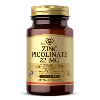Solgar Zinc Picolinate 22 mg 100 Tabletas